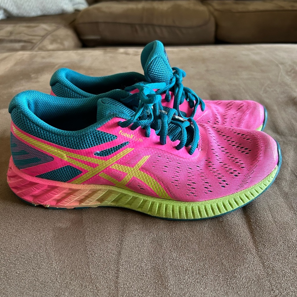 Asics Women's Pink and Teal Athletic Shoes